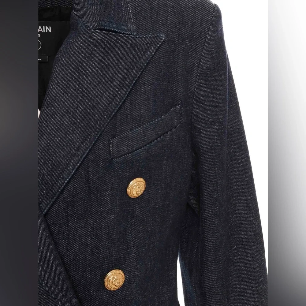 BALMAIN Kids Double-Breasted Long Sleeved Denim Blazer & Skirt Set Size 6(Girls) - Picture 5 of 10